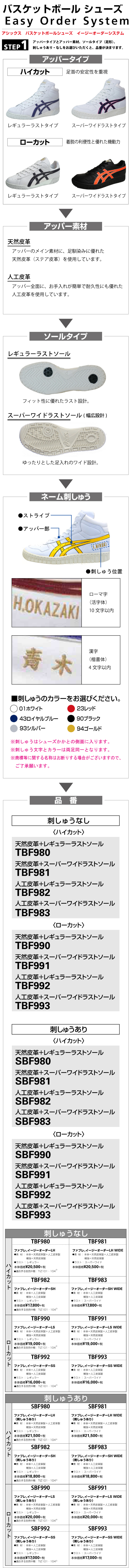 アシックス バスケットボールオーダーシューズ ステップ1